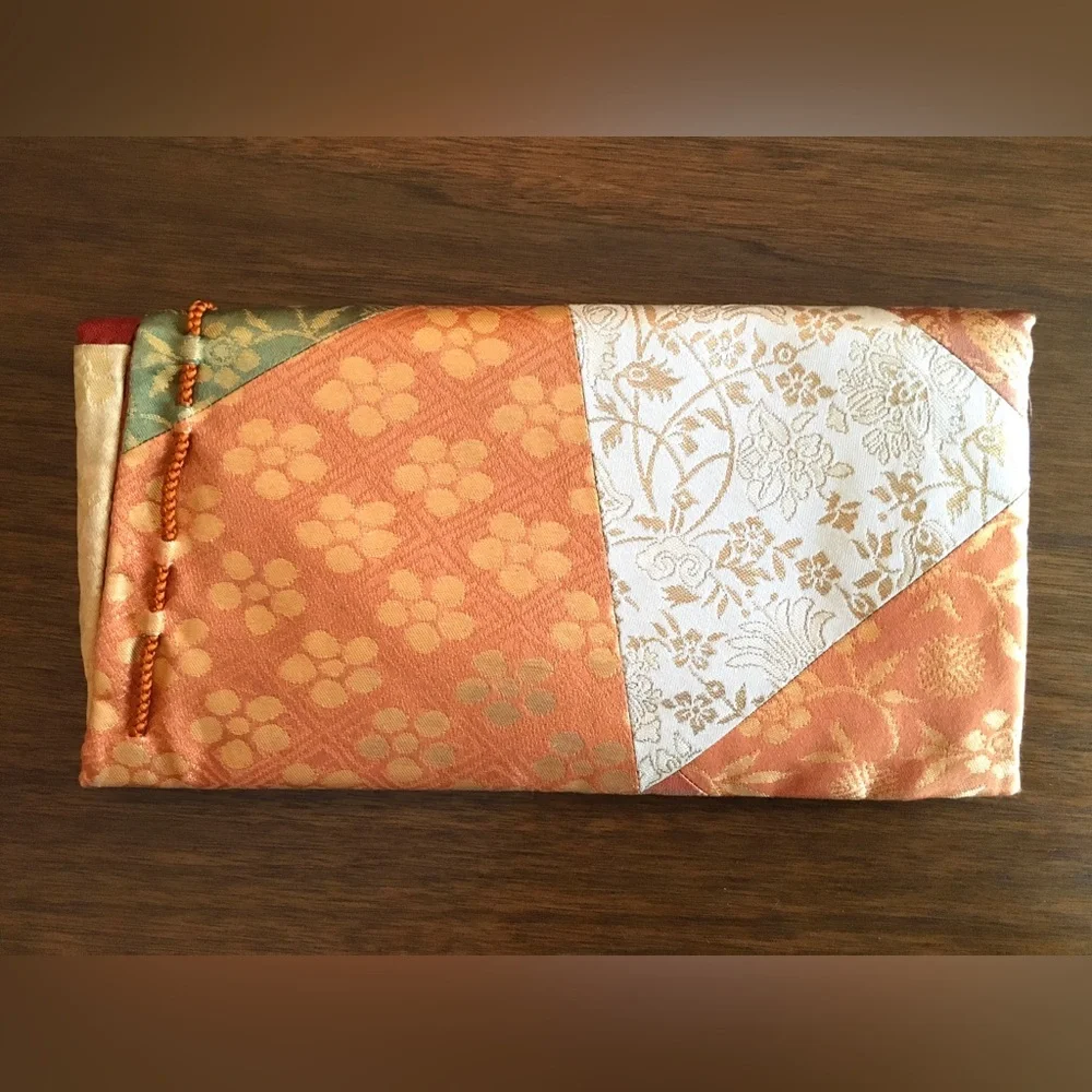Vintage Hokkaido Hand Woven Folks Craft Silk Clutch in Original Box w Papers